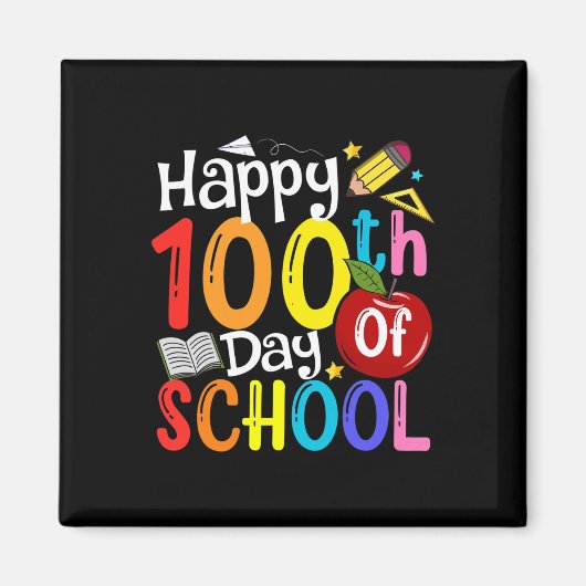 Aimant 100e Jour De L'École Enseignants Étudiants Heureux (Devant)
