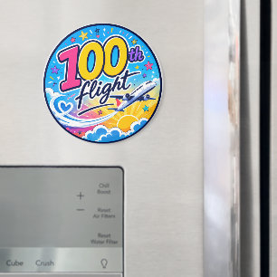Aimant 100ème vol avion coloré voyage souvenir