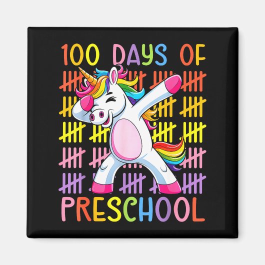 Aimant 100th Day Of School Of Preschool Unicorn 100 Days (Devant)