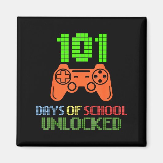 Aimant 101 jours d'école débloqués manette de jeu pixel (Devant)
