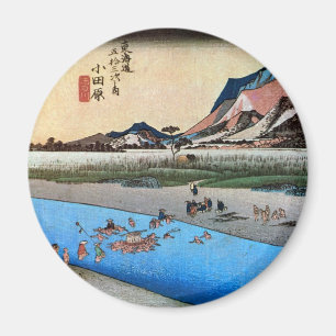 Aimant 10. 小 田 原 宿, 広 Odawara-juku, Hiroshige, Ukiyo-e, 重