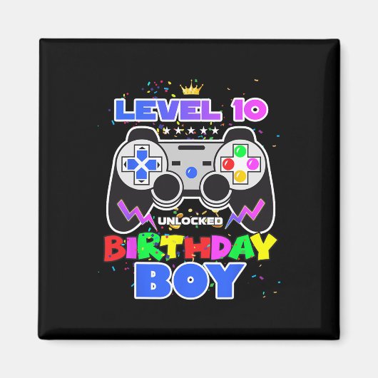 Aimant 10 Anniversaire déverrouillé Jeu vidéo garçon 10e  (Devant)