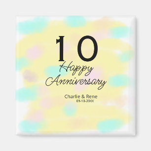 Aimant 10 ans anniversaire de mariage jaune pastel nom ré