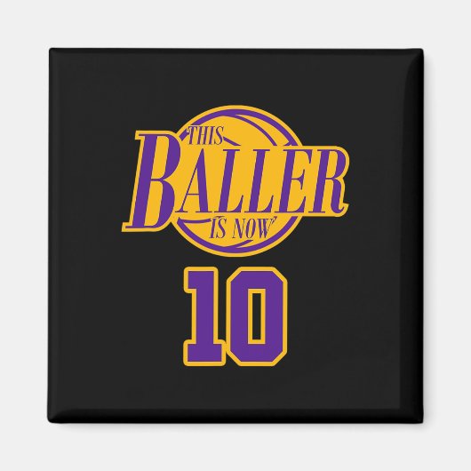 Aimant 10 Ans Basketball Baller Purple Et (Devant)