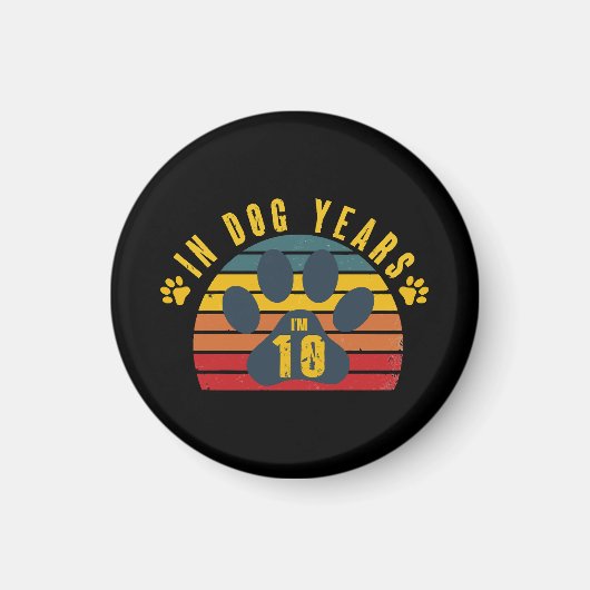 Aimant 10 ans en années de chien (Devant)
