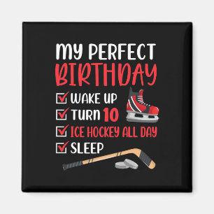 Aimant 10 Year Old Ice Hockey Birthday Party 10e Boy Bda