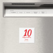 Aimant 10e anniversaire ajouter nom date année rouge modè (In Situ (Lave-vaisselle))