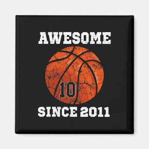 Aimant 10e Anniversaire Basketball Lover Cadeau 10 ans V