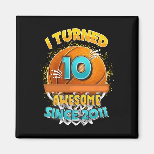 Aimant 10e anniversaire de basket-ball J'ai tourné 10 ans (Devant)