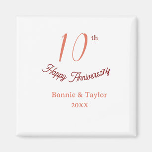 Aimant 10e anniversaire de mariage nom pastel pêche rétro
