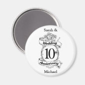 Aimant 10E anniversaire de Mariage Rose (Recto/Verso)