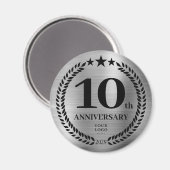 Aimant 10e anniversaire d'entreprise en argent (Recto/Verso)