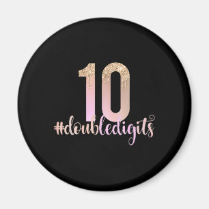 Aimant 10e anniversaire Double chiffres filles Peach Ombr