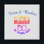 Aimant 10e anniversaire du Mariage Noms personnalisés<br><div class="desc">Commémorez votre dixième anniversaire de mariage avec cet aimant personnalisé. Personnalisez les noms en texte bleu à votre propre ou au couple qui célèbre cet événement marquant. Idéal aussi pour une fête !</div>