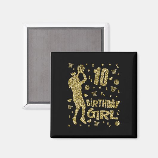 Aimant 10e anniversaire Filles de basket-ball Fans Joueur (Recto/Verso)