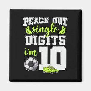 Aimant 10e anniversaire garçons football Peace Out chiffr