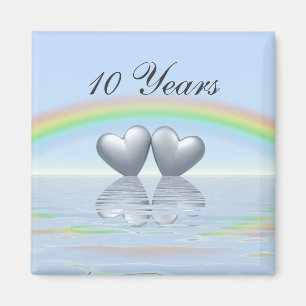 Aimant 10e anniversaire Tin Hearts