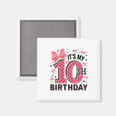 Aimant 10e Coquette Anniversaire Fille 10 ans Coqu (Recto/Verso)