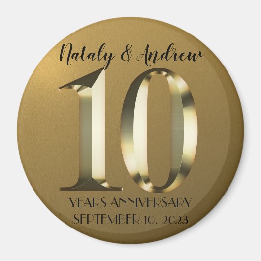 Aimant 10e Mariage d'or métallique (Devant)