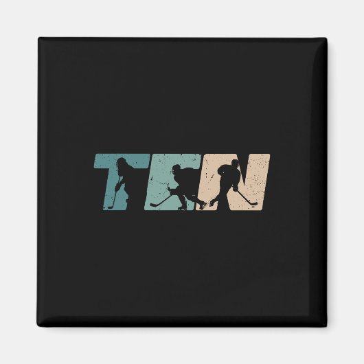 Aimant 10th Birthday Retro Ice Hockey 10 Years Old Boy Gi (Devant)