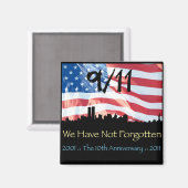 Aimant 11/09 10e anniversaire WTC et le drapeau (Recto/Verso)