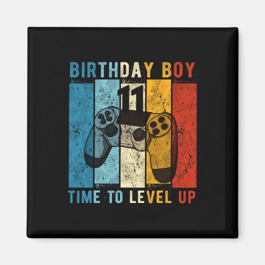 Aimant 11 Anniversaire Garçon 11 Temps De Niveau Jusqu'Au (Devant)