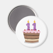 Aimant 11 ans sur le gâteau d'anniversaire (Recto/Verso)