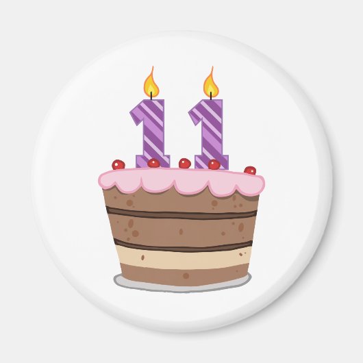 Aimant 11 ans sur le gâteau d'anniversaire (Devant)