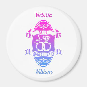 Aimant 11 ans traditionnel acier 11e anniversaire mariage