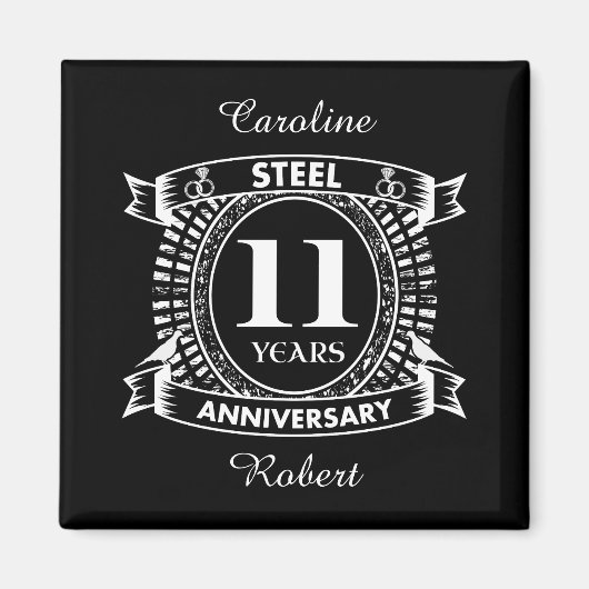 Aimant 11E anniversaire du mariage acier (Devant)