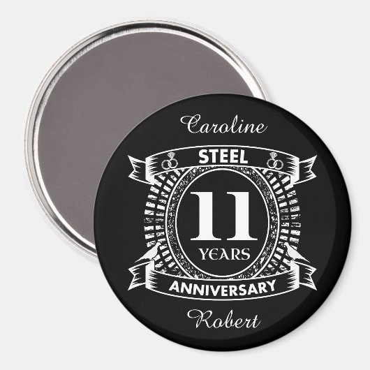Aimant 11E anniversaire du mariage acier (Recto/Verso)