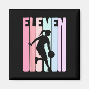 Aimant 11e anniversaire Retro Bysketbyll Joueur 11 ans