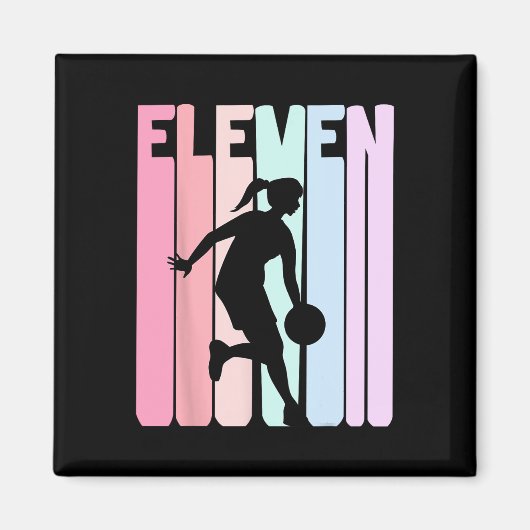 Aimant 11e anniversaire Retro Bysketbyll Joueur 11 ans (Devant)