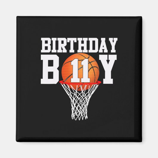 Aimant 11e anniversaire Sport 11 ans Bysketbyll 11 garçon (Devant)