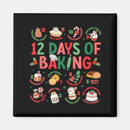 Aimant 12 Days Of Baking Baker Christmas Cook Chef Baking (Devant)