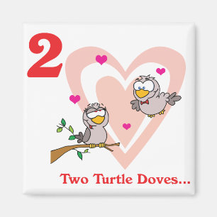 Aimant 12 jours deux tourterelles d'amour