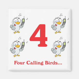 Aimant 12 jours quatre oiseaux chanteurs
