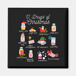 Aimant 12 médicaments de Noël Pharmacien Technicien Pharm