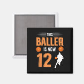 Aimant 12e anniversaire de basketball - Ce joueur est mai (Recto/Verso)