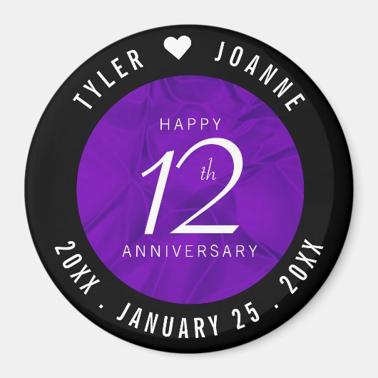 Aimant 12ème anniversaire de la Mariage de soie (Devant)