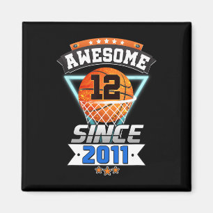Aimant 12ème Anniversaire Joueur de Basketball Awesome de