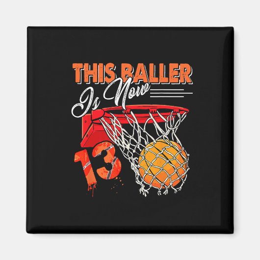 Aimant 13e anniversaire Bysketbyll Amusants 13 ans enfant (Devant)