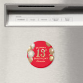 Aimant 13e Anniversaire de Ballons Rouge et Or (In Situ (Lave-vaisselle))