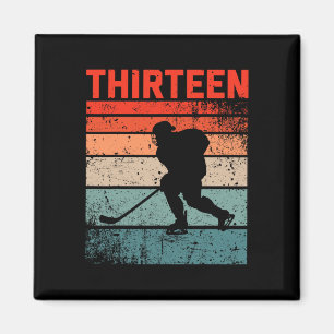 Aimant 13e anniversaire Retro Hockey sur glace 13 ans Boy