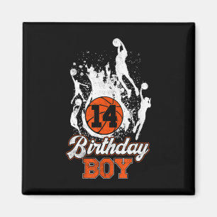 Aimant 14e anniversaire de basket-ball thème Anniversaire