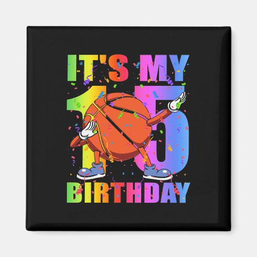 Aimant 15 ans 15e Basketball Anniversaire Thème B (Devant)