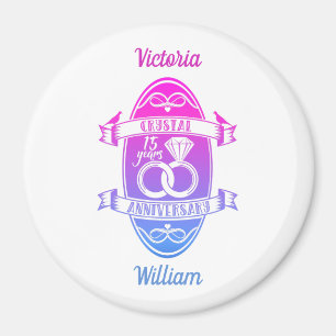 Aimant 15e anniversaire de mariage de cristal traditionne