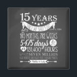 Aimant 15e anniversaire de mariage, tableau noir, 15 ans<br><div class="desc">Célébrez votre amour avec nos élégants signes d'anniversaire de mariage. Parfaits pour marquer des jalons et ajouter une touche spéciale, ces panneaux sont parfaits pour mettre en valeur votre célébration, améliorer la décoration et capturer des souvenirs chéris. Leur design allie sophistication et charme personnel, rendant votre anniversaire vraiment inoubliable. Conçu...</div>