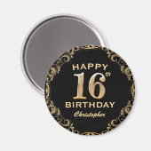Aimant 16e anniversaire de la Parties scintillant Noir et (Recto/Verso)