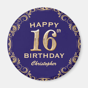 Aimant 16e anniversaire Parties scintillant marine bleu e